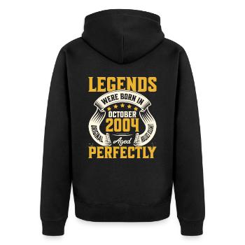 20ème Anniversaire Octobre Année 2004 - Veste à capuche bio Premium Unisexe - noir - Dos - Nico (187cm)