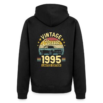 Car Year Vintage 1995 30 Years Anniversary - Unisex Premium Organic Zip Hoodie - black - Back - Nico (187cm)