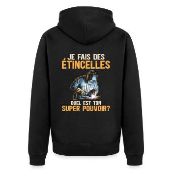 Étincelles Super Pouvoir Humour Soudeur - Veste à capuche bio Premium Unisexe - noir - Dos - Nico (187cm)