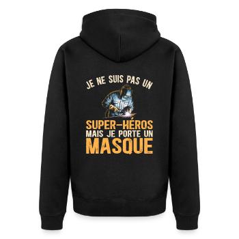 Super-Héros Humour Soudeur - Veste à capuche bio Premium Unisexe - noir - Dos - Nico (187cm)