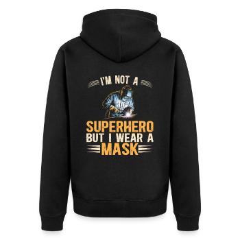 Superhero Humor Welder - Unisex Premium Organic Zip Hoodie - black - Back - Nico (187cm)