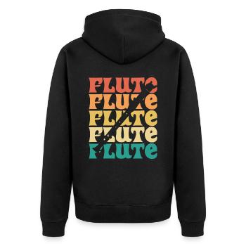 Vintage Flute Musician Flutist - Unisex Premium Organic Zip Hoodie - black - Back - Nico (187cm)