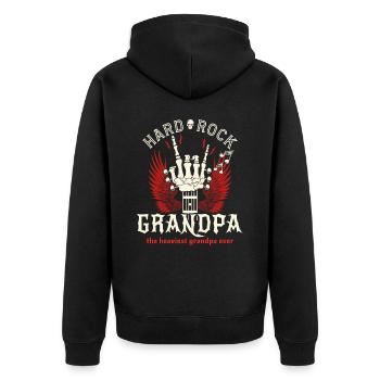 Opa Rock Vintage Opa Wippe - Unisex Premium Bio Zip Hoodie - Schwarz - Hinten - Nico (187cm)