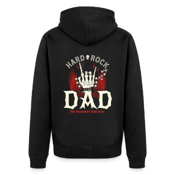 Père Rock Vintage Papa Wippe - Unisex Premium Bio Zip Hoodie - Schwarz - Hinten - Nico (187cm)