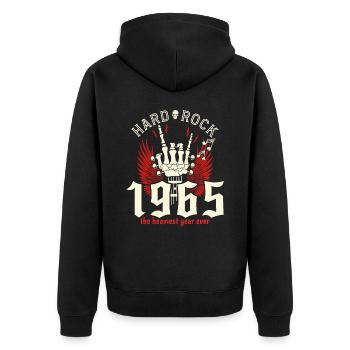 60 Jahre Rock 60 Jahre 1965 - Unisex Premium Bio Zip Hoodie - Schwarz - Hinten - Nico (187cm)