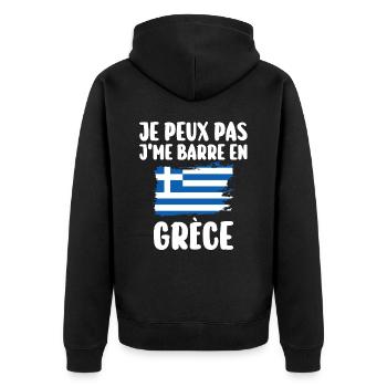J'Me Barre En Grèce Voyage Cadeau - Veste à capuche bio Premium Unisexe - noir - Dos - Nico (187cm)