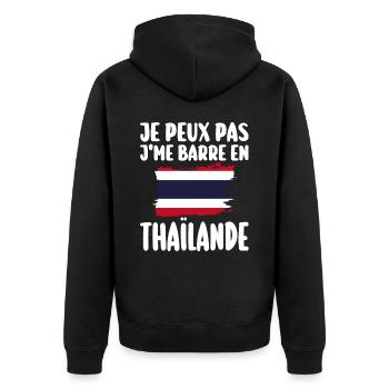 J'Me Barre En Thaïlande Voyage Cadeau - Veste à capuche bio Premium Unisexe - noir - Dos - Nico (187cm)