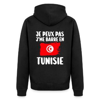 J'Me Barre En Tunisie Voyage Cadeau - Veste à capuche bio Premium Unisexe - noir - Dos - Nico (187cm)