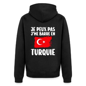 J'Me Barre En Turquie Voyage Cadeau - Veste à capuche bio Premium Unisexe - noir - Dos - Nico (187cm)