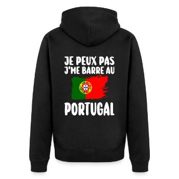 J'Me Barre au Portugal Voyage Cadeau - Veste à capuche bio Premium Unisexe - noir - Dos - Nico (187cm)