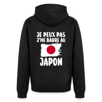 J'Me Barre au Japon Voyage Cadeau - Veste à capuche bio Premium Unisexe - noir - Dos - Nico (187cm)