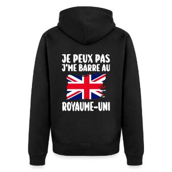 J'Me Barre au Royaume-Uni Voyage Cadeau - Veste à capuche bio Premium Unisexe - noir - Dos - Nico (187cm)