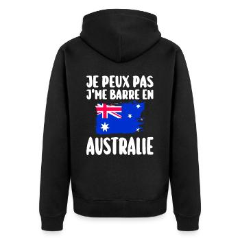 J'Me Barre En Australie Voyage Cadeau - Veste à capuche bio Premium Unisexe - noir - Dos - Nico (187cm)