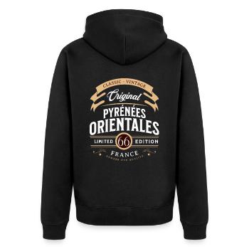 Pyrénées-Orientales Département France - Veste à capuche bio Premium Unisexe - noir - Dos - Nico (187cm)