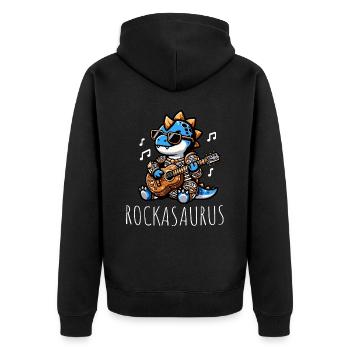 Dinosaure Guitariste Adore La Musique - Veste à capuche bio Premium Unisexe - noir - Dos - Nico (187cm)