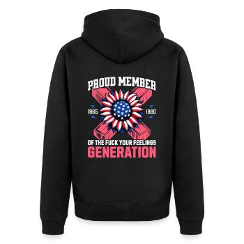 Fleur USA Humour Génération X - Veste à capuche bio Premium Unisexe - noir - Dos - Nico (187cm)