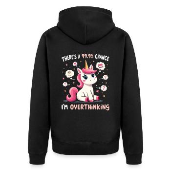 Unicorn Thinks Too Sarcastic Humor - Unisex Premium Organic Zip Hoodie - black - Back - Nico (187cm)