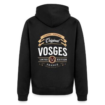 Departamento Vogesen, Frankreich - Unisex Premium Bio Zip Hoodie - Schwarz - Hinten - Nico (187cm)