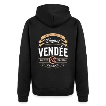 Vendée Département France - Veste à capuche bio Premium Unisexe - noir - Dos - Nico (187cm)