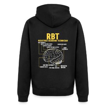 Certified Behavioral Technician - Unisex Premium Organic Zip Hoodie - black - Back - Nico (187cm)
