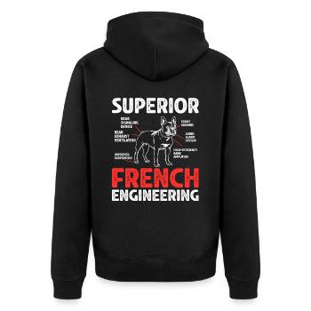 Humour Cadeau Chien Bouledogue Français - Veste à capuche bio Premium Unisexe - noir - Dos - Nico (187cm)