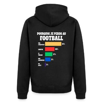 Humour Foot Joueur Football - Veste à capuche bio Premium Unisexe - noir - Dos - Nico (187cm)