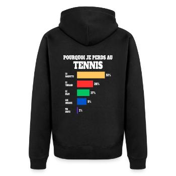 Maillot Humour Joueur Tennis - Veste à capuche bio Premium Unisexe - noir - Dos - Nico (187cm)