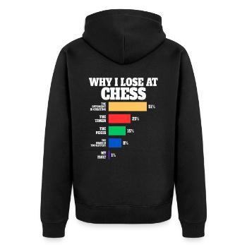 Schachspieler Humor Schach - Unisex Premium Bio Zip Hoodie - Schwarz - Hinten - Nico (187cm)