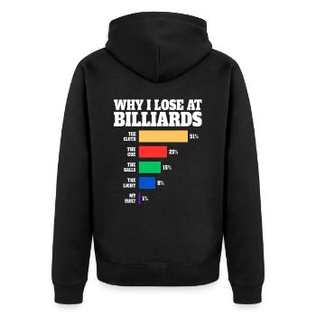 Billard Spieler Humor Billard - Unisex Premium Bio Zip Hoodie - Schwarz - Hinten - Nico (187cm)