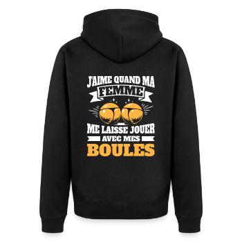 Humour Pétanque Jouer Boules Pétanque - Veste à capuche bio Premium Unisexe - noir - Dos - Nico (187cm)