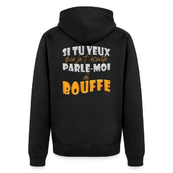 Passion cuisine & nourriture: parle-moi de bouffe - Veste à capuche bio Premium Unisexe - noir - Dos - Nico (187cm)