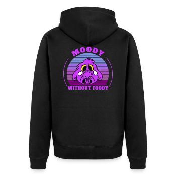 Moody Without Foody - Funny Cute cartoon design - Unisex Premium Organic Zip Hoodie - black - Back - Nico (187cm)