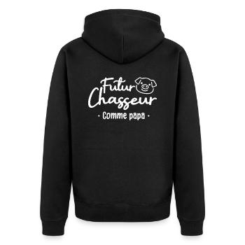 Futur chasseur comme papa - Veste à capuche bio Premium Unisexe - noir - Dos - Nico (187cm)