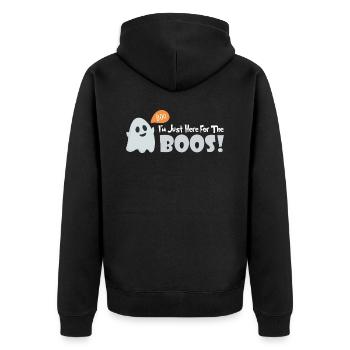 I'm Just Here for the Boos! Halloween with a Twist - Unisex Premium Organic Zip Hoodie - black - Back - Nico (187cm)