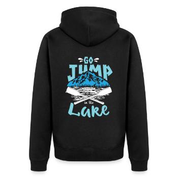 Go Jump In The Lake - Unisex Premium Organic Zip Hoodie - black - Back - Nico (187cm)