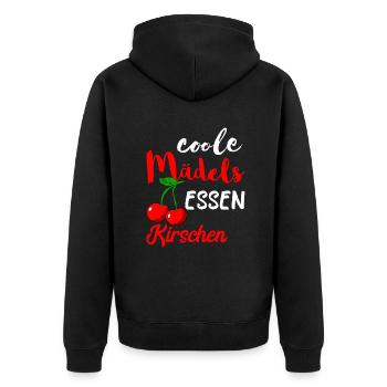 Coole Mädels Essen Kirschen Obst Frucht Süße Cherr - Unisex Premium Bio Zip Hoodie - Schwarz - Hinten - Nico (187cm)