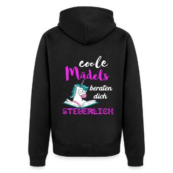 Steuern Mädels Gesetz Einhorn Steuerberaterin Buch - Unisex Premium Bio Zip Hoodie - Schwarz - Hinten - Nico (187cm)