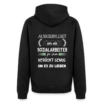 Sozialarbeiter Sozialpädagogik Soziale Arbeit Betr - Unisex Premium Bio Zip Hoodie - Schwarz - Hinten - Nico (187cm)
