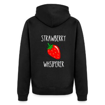 Erdbeere Flüsterer Strawberry Whisperer Süße Somme - Unisex Premium Bio Zip Hoodie - Schwarz - Hinten - Nico (187cm)