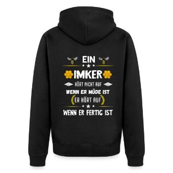 Imker Bienenwächter Zeidler Honig Biene Bienenzüch - Unisex Premium Bio Zip Hoodie - Schwarz - Hinten - Nico (187cm)