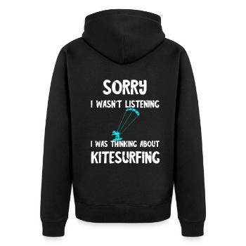 Kitesurfing Kite Surfen Windsurfen Kitesurfen Kite - Unisex Premium Bio Zip Hoodie - Schwarz - Hinten - Nico (187cm)