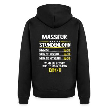 Masseur Stundenplan Physios Physiotherapie Massage - Unisex Premium Bio Zip Hoodie - Schwarz - Hinten - Nico (187cm)