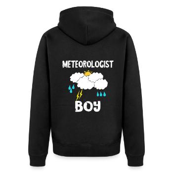 Meteorologe Junge Wetter Metorologie Sturm Wetterf - Unisex Premium Bio Zip Hoodie - Schwarz - Hinten - Nico (187cm)