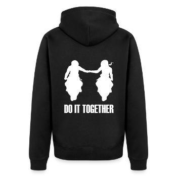 Bikercouple Together Liebe Motorrad Paar Pärchen - Unisex Premium Bio Zip Hoodie - Schwarz - Hinten - Nico (187cm)