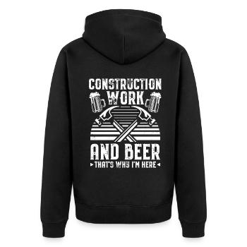 Bauarbeiter Bier - Unisex Premium Bio Zip Hoodie - Schwarz - Hinten - Nico (187cm)