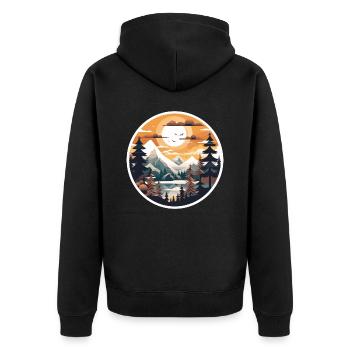 Paysage de montagne au look vintage - Veste à capuche bio Premium Unisexe - noir - Dos - Nico (187cm)