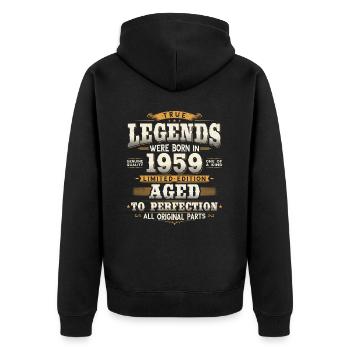 Né en 1959 Cadeau d’anniversaire Legends - Veste à capuche bio Premium Unisexe - noir - Dos - Nico (187cm)