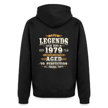 Né en 1979 Cadeau d’anniversaire Legends - Veste à capuche bio Premium Unisexe - noir - Dos - Nico (187cm)