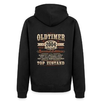 Oldtimer Baujahr 2004 Jahrgang Geburtstag Geschenk - Unisex Premium Bio Zip Hoodie - Schwarz - Hinten - Nico (187cm)