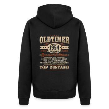Oldtimer Baujahr 1954 Jahrgang Geburtstag Geschenk - Unisex Premium Bio Zip Hoodie - Schwarz - Hinten - Nico (187cm)
